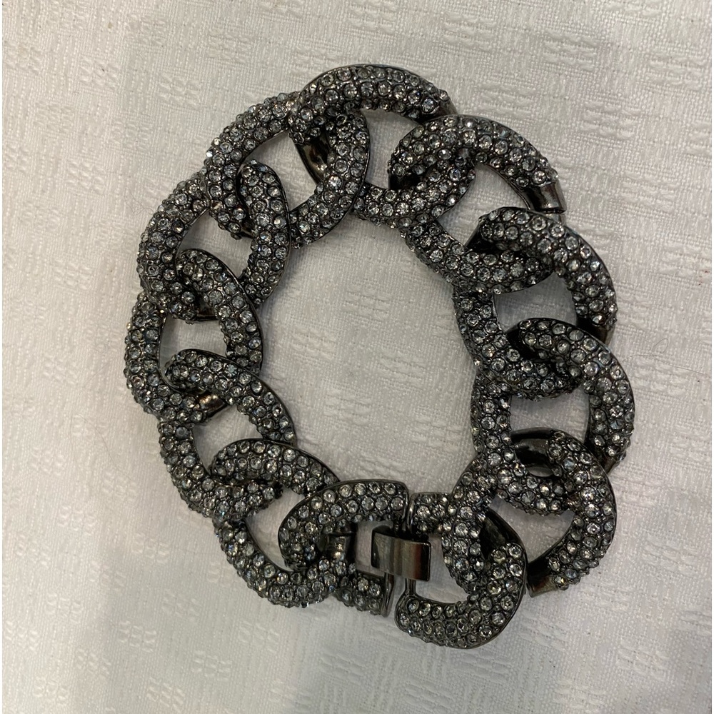 Black large link Pave 8 inch bracelet